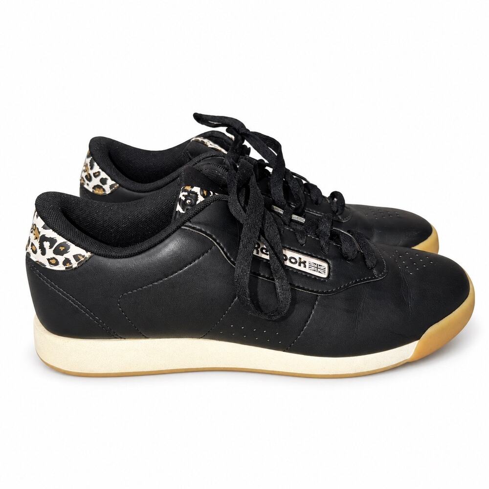 Reebok Princess Black Leopard Gum Sole Sneakers Women’s Size 8